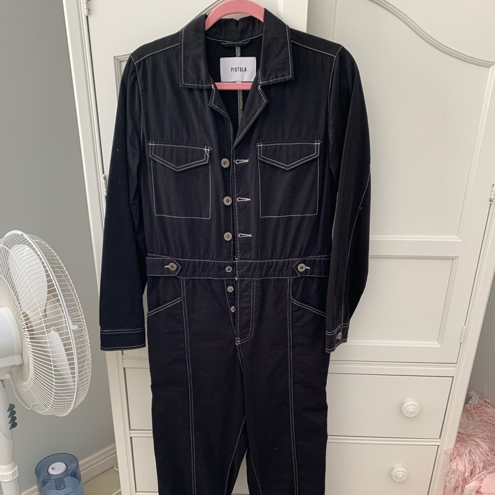 pistola Black Jumpsuit with Contrast Stitching